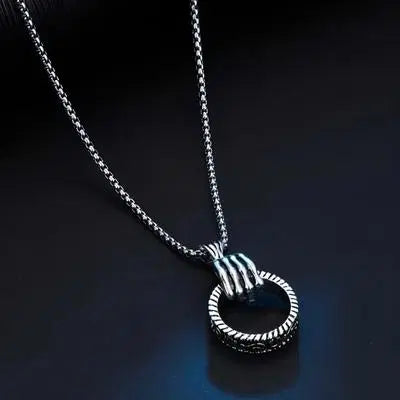 Ring Shaped Men's Necklace - 1 Pc Silver & Golden Unique Design