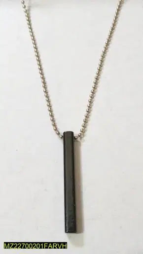 1 Pc Stainless Steel Black Vertical Bar Boy's Pendant
