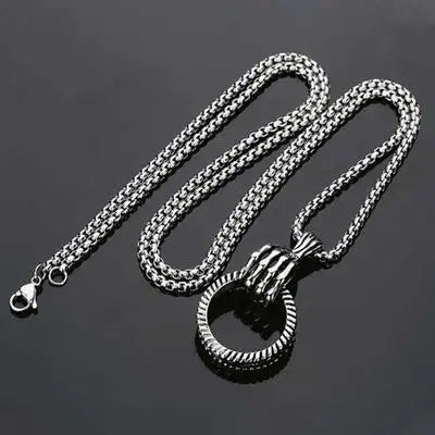 Ring Shaped Men's Necklace - 1 Pc Silver & Golden Unique Design