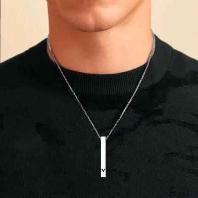 Stunning Vertical Bar Necklace - 1 Pc in Silver Stainless Steel