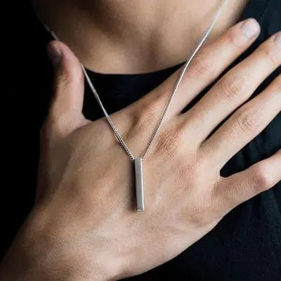 Stunning Vertical Bar Necklace - 1 Pc in Silver Stainless Steel