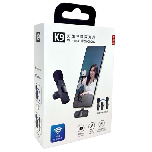 K9 Dual Wireless Lavalier Microphone | Plug & Play USB Type-C Mic with Auto Sync & Noise Reduction